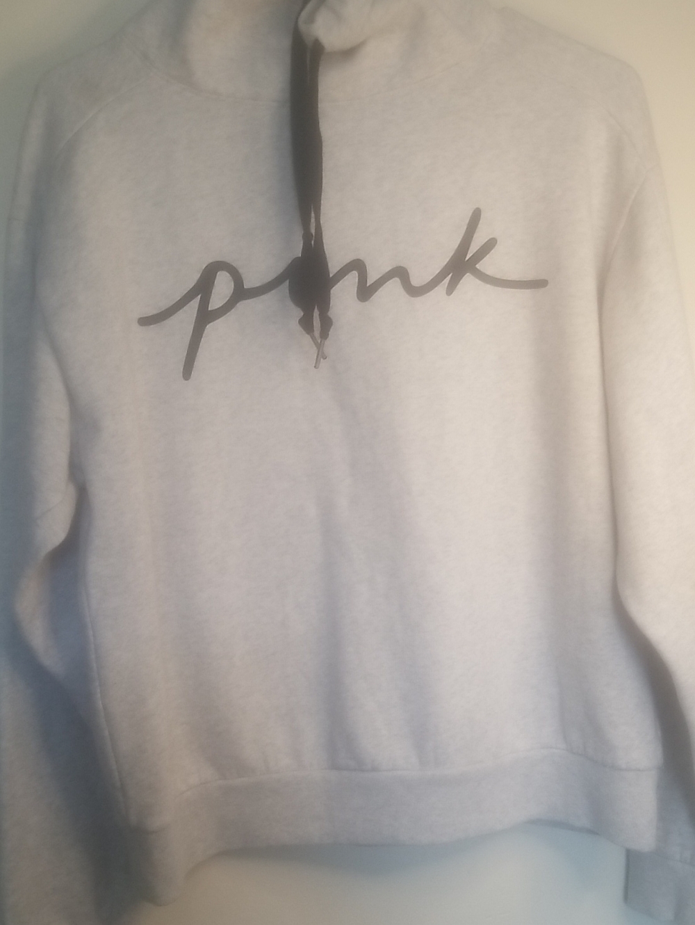 Victoria's Secret Light Gray Script Logo Cowl Sweater